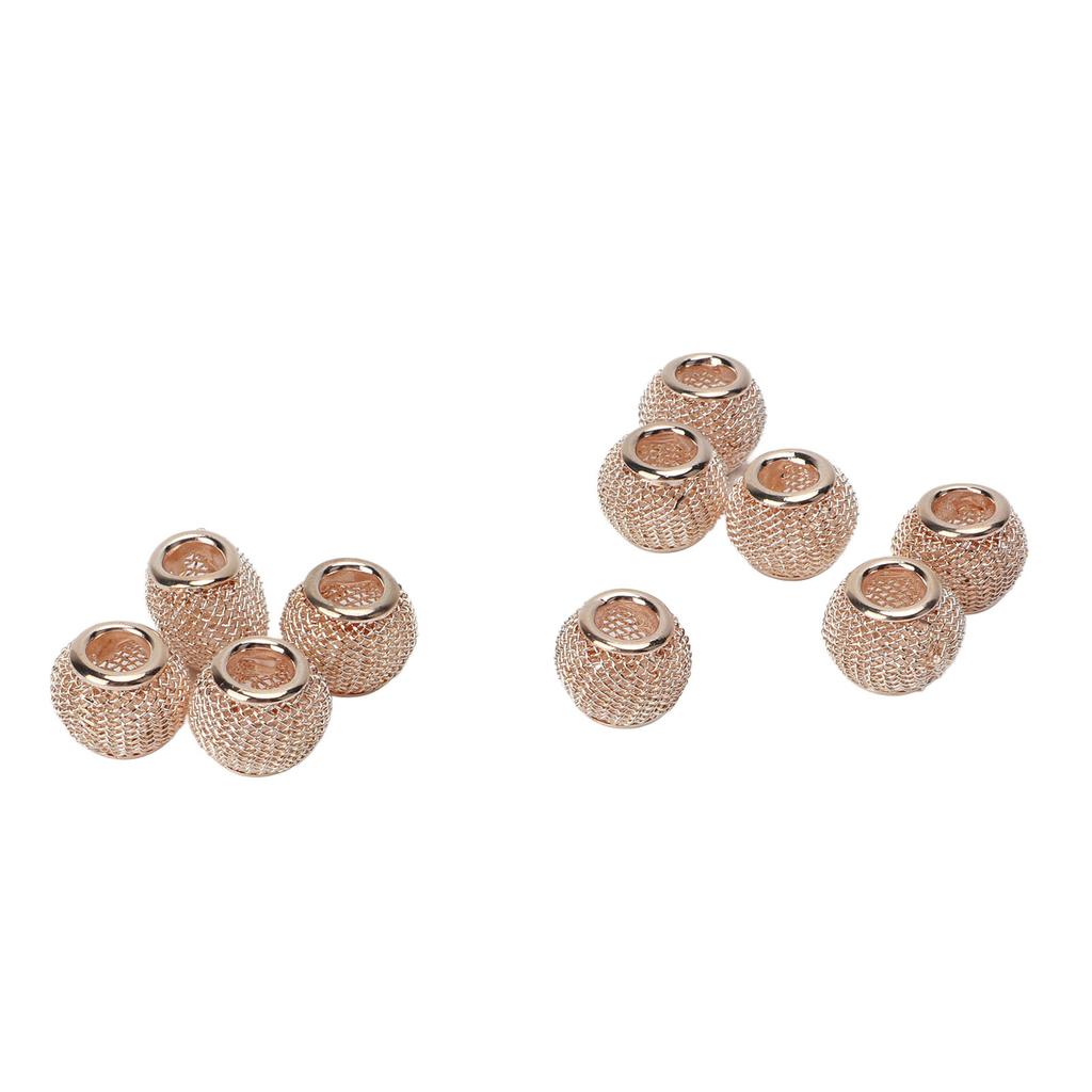 10 Pcs Spacer Beads Round Mesh Hollow Gold Plated   Spacer Beads   Hand Made Beading for Jewelry Making