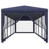 319247 vidaXL Party Tent and 10 Mesh Sidewalls Blue 3x12 M HDPE