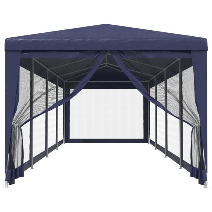 319247 vidaXL Party Tent and 10 Mesh Sidewalls Blue 3x12 M HDPE