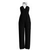 Women Halter Neck Casual Jumpsuit Sleeveless Loose Fit Wide Leg Pants with Pockets for Everyday Wear