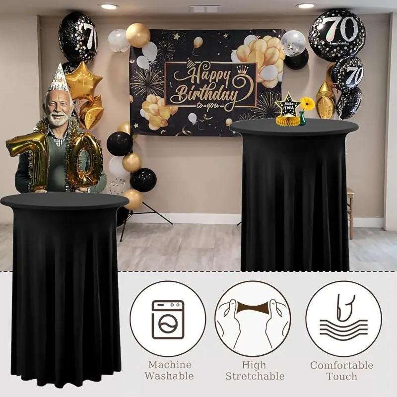 Round Spandex Cocktail Table Covers with Skirt, 32x43 Inch Stretch Fitted High Top Table Cover For Bar Wedding Party Banquet