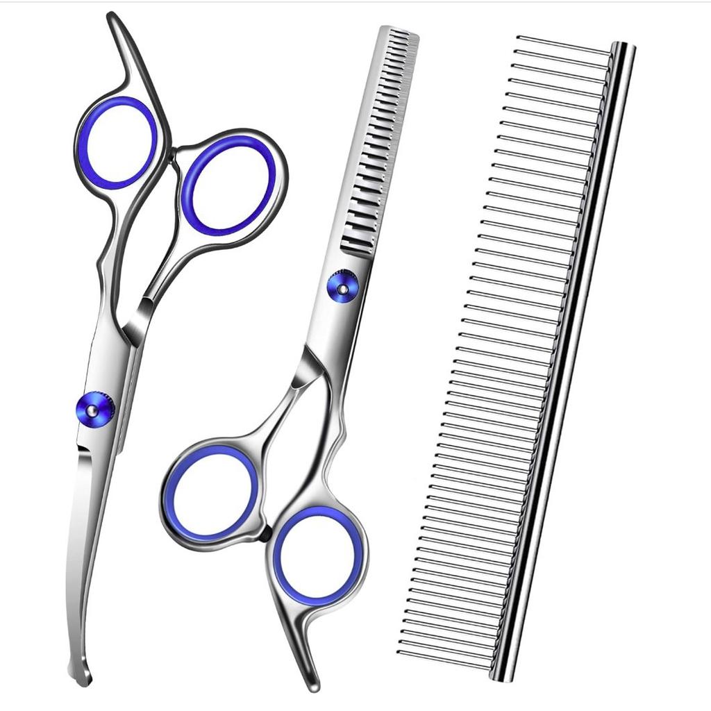 Pet Grooming Scissors Round Head Professional Stainless Steel Dog Hair Scissors Durable Pet Shears Animal Cutting Portable Set