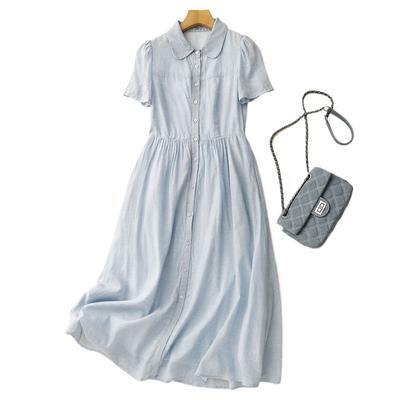 Real Shot Summer New Cotton and Linen Literary Loose Casual Large Size Doll Collar Dress Women's Clothing