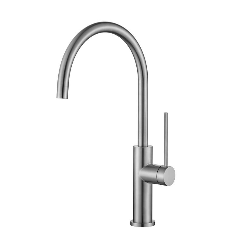 

Brushed Gold 304 Stainless Steel Kitchen Sink Faucet Single Handle Cold and Hot Mixer Sink Tap Gun Gray Deck Mounted Basin Tap