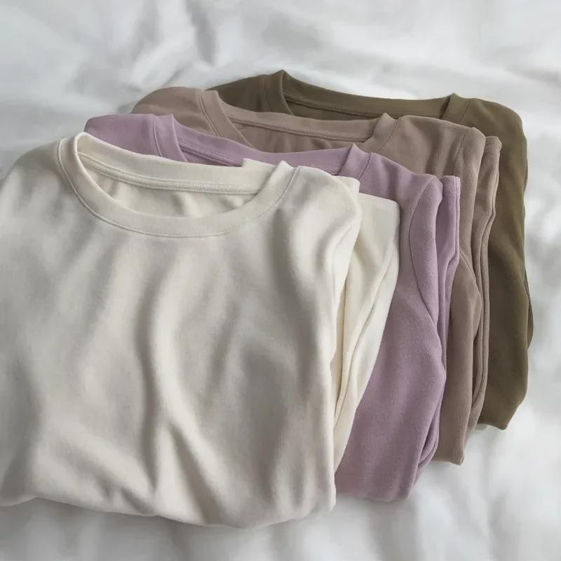 "Dámské oboustranné sametové tričko s dlouhým rukávem na podzim/zimu – Hřejivé, pohodlné, slim fit, broušený univerzální top"