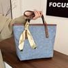 Silk Scarf Personalized Solid Color Trend Simple New Large Capacity Fashion Foreign Style One Shoulder Portable Underarm Tote Bag