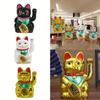 8inch Electric Waving Lucky Cat Cashier Ornament with Swinging Arm Battery Powered for New Store Opening and Work Environment