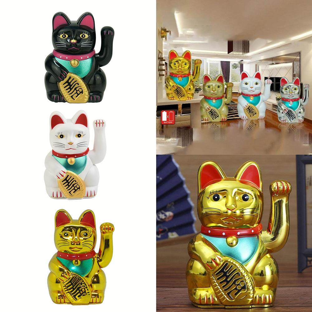 8inch Electric Waving Lucky Cat Cashier Ornament with Swinging Arm Battery Powered for New Store Opening and Work Environment