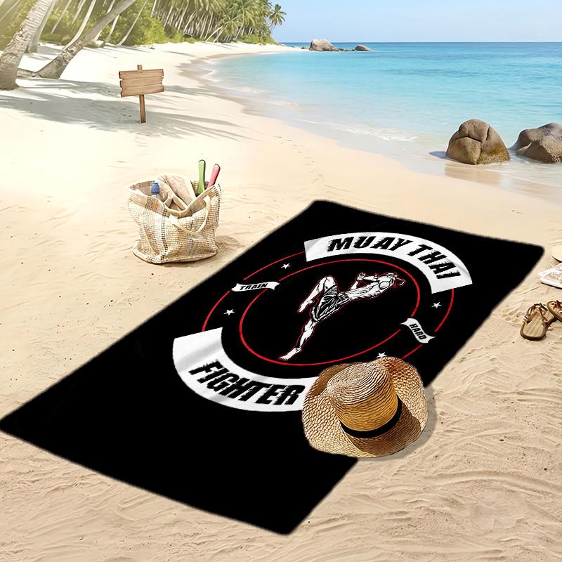 Muay Thai Fitnessstudio Aufdruck Schnelltrocknendes Strandtuch Super Saugfähiges Weiches Leichtes Badetuch für Pool Sommerreisen