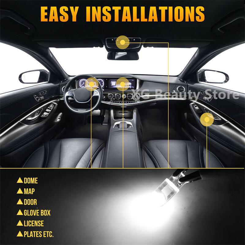 10/20/50PCS T10 DC 12V Car LED Light Canbus Glass COB 6000k Reading Dome Lamp Marker Wedge License Plate Light Bulb Wholesale