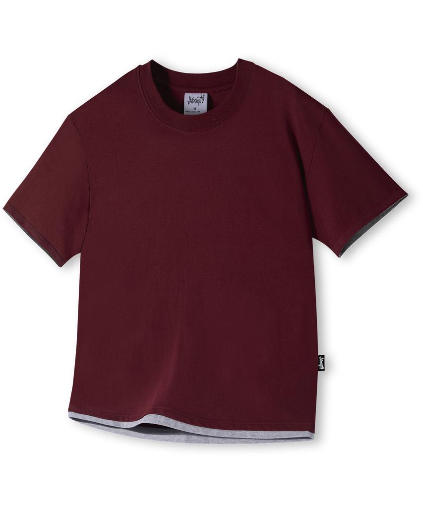 Yosemiti Color Block Roll-Up Layered Short Sleeve Tee Yt-3Y31