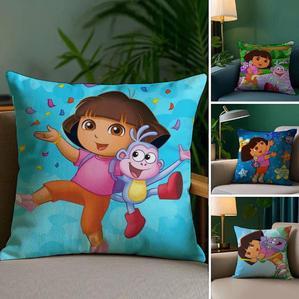 Cute D-Dora Pillow Case Plush Linen Soft Double Sided Printed Design Throw Cushion Decorative Home