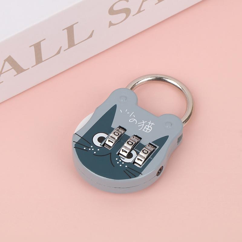 

Кодовый замок против кражи высокой прочности точный милый кот мини багаж чемодан кодовый пароль замок синий