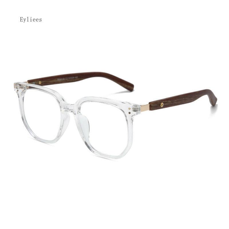 Trendy Anti Blue Light Wooden Grain Leg TR90 Glasses, Men Women Big Square Blue Ray Blocking for Computer Glass Frames gafas