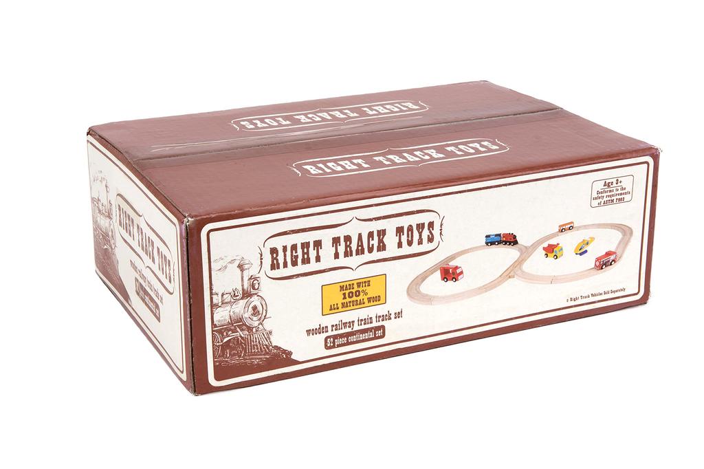 Right Track Toys Compatible with Thomas Wooden Train Track Set 52 Piece Pack Including All Major Brands 100%