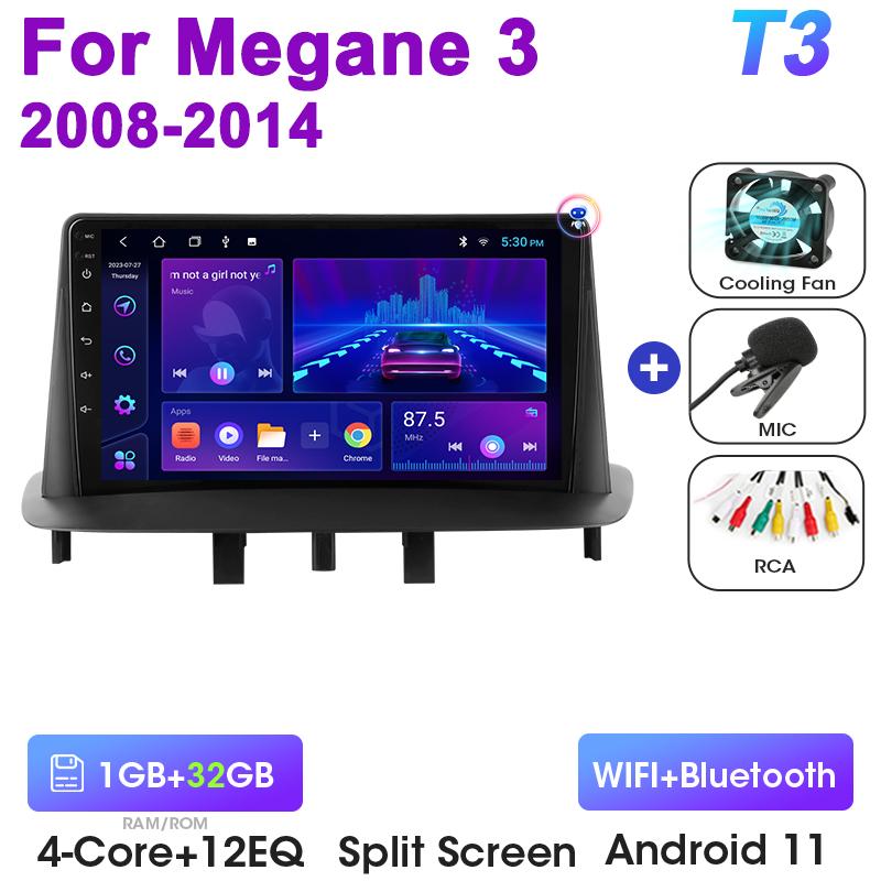 Android 12 Car Radio For Renault Megane 3 Fluence 2008 - 2014 GPS Carplay Auto 2 Din Stereo Intelligent Systems Smart Autoradio