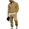Men's Casual Fleece And Thickened Sportswear Set, Solid Color Long-sleeved Zipper Jacket, Drawstring Sweatpants Two-piece Set