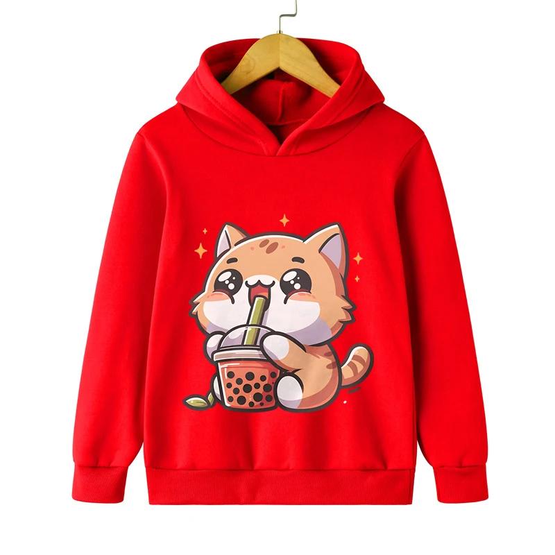 

Printed Fashion Children Hoodies Ginger Cat Bobo Tea Sweatshirts Kids Anime Coat Loose Long Sleeve Tops Autumn Winter Clothes 160cm