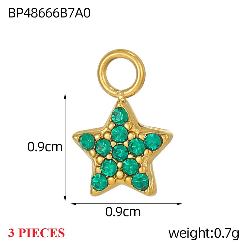 3PCS/LOT CARLIDANA Gold Plated Stainless Steel Colorful Star Pendants Charms for DIY Jewelry Making Necklace Earrings