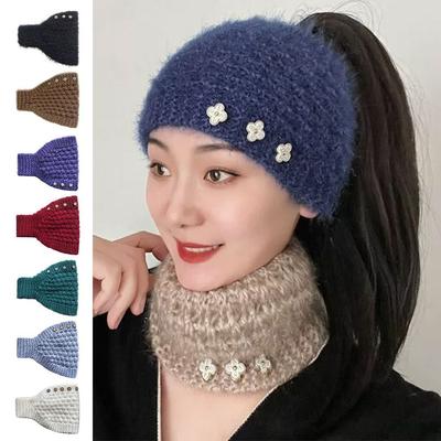 Fashion Warm Winter Wool Headbands Thicken Soft Knitted Headbands Windproof Wide Edge Headscarf Girls