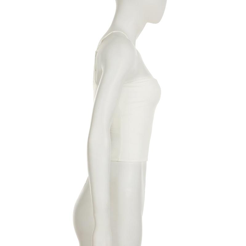 Women's New Single Shoulder Design Personality Solid Color Halter Spice Sexy Halter Waist Slimming Vest Top