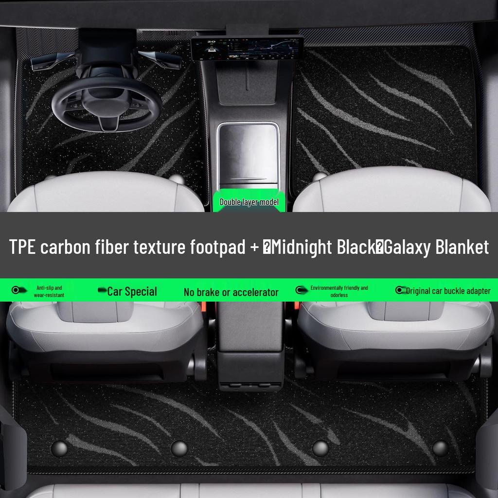 Carbon Fiber Texture Floor Mats for Volkswagen Teramont & Phideon - Waterproof TPE Protection Carpet