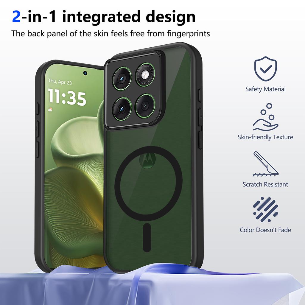 Matte Magnetic Case For Motorola Edge 70 40 Neo 50 60 Pro 60S Fusion G67 G57 Power G56 G86 For Magsafe Wireless Charge Cover