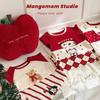 Children's New Year Warm Cotton Outfit: Birth Year Red Autumn Set for Boys and Girls