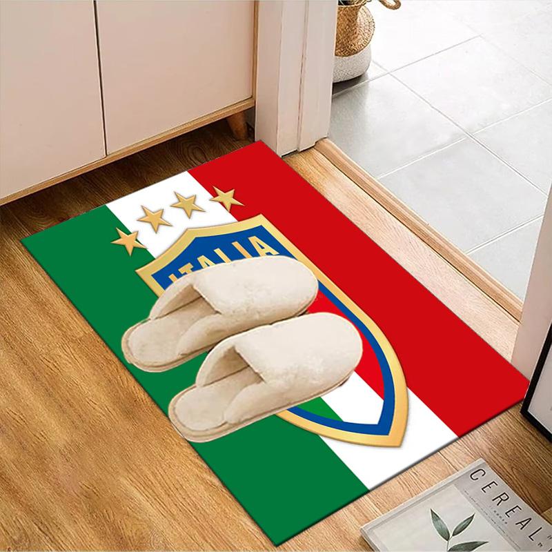 Italian Football Crest Printed Office Carpet Chair Cushion Entryway Rug, Rugs for Living Room, Bedroom Christmas gifts