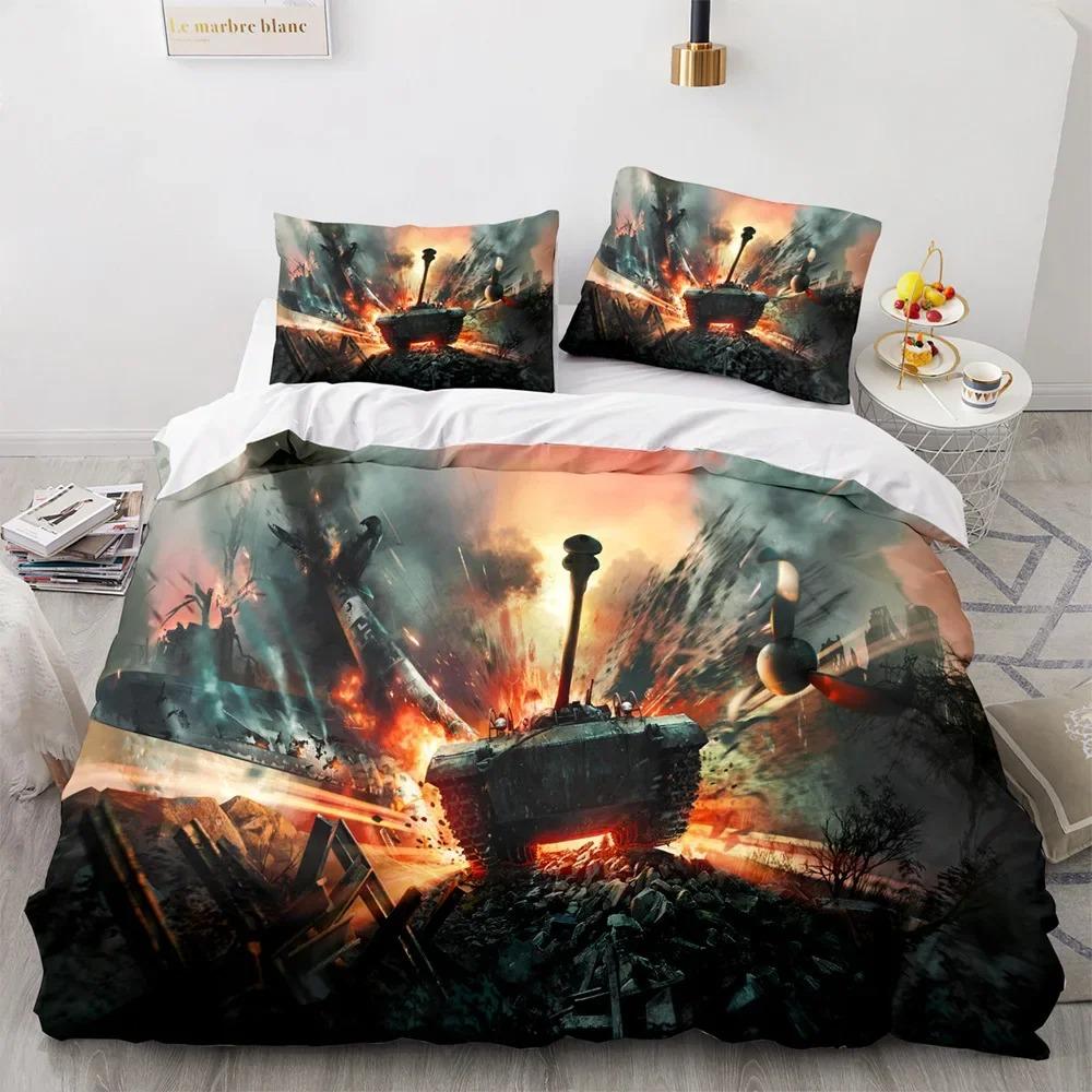Panzer Bettbezug Fighter Bettwäschesets für Schlafzimmerdeko Jungen Jugendliche Militär Queen King Full Size Polyester Steppdecke