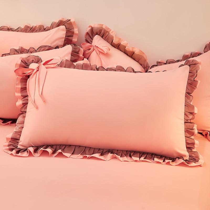 48*74cm Princess Style Pink Cake Layered Lace Pillowcase Splice Ruffle Edge Pillowcase European Style Hotel Home Bedding PillowsProtective Covers