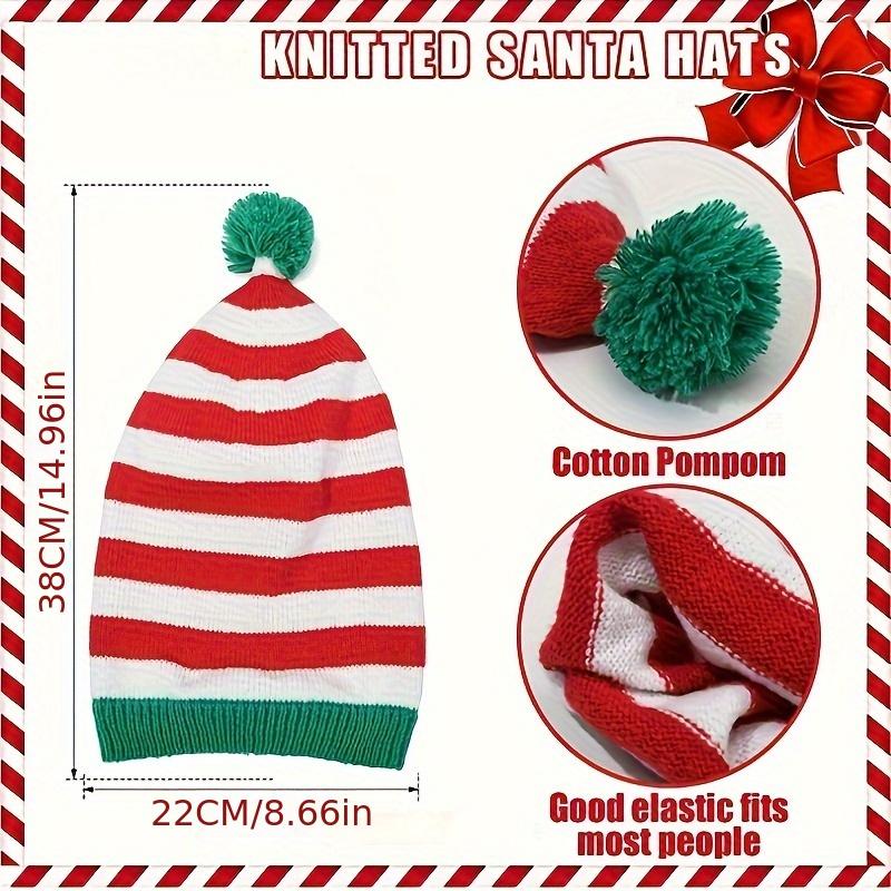 Christmas Knit Beanies, Santa Crochet Caps. Hand Wash, Polyester. Festive Holiday Party Hats for Adults.