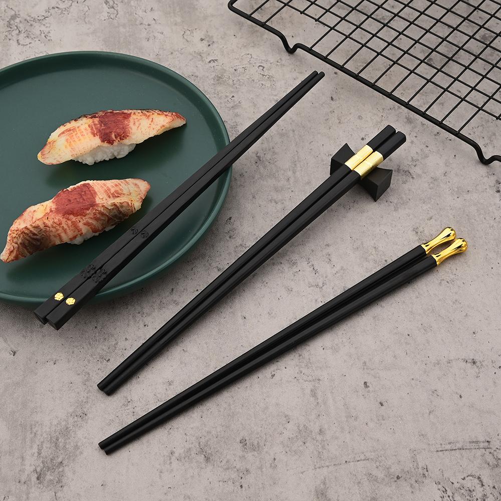 Black 5 PairsJapanese Chinese Chopsticks Black Sushi Sticks Fast Food Noodles Chopsticks Korean Tableware Kitchen Bar Supplies