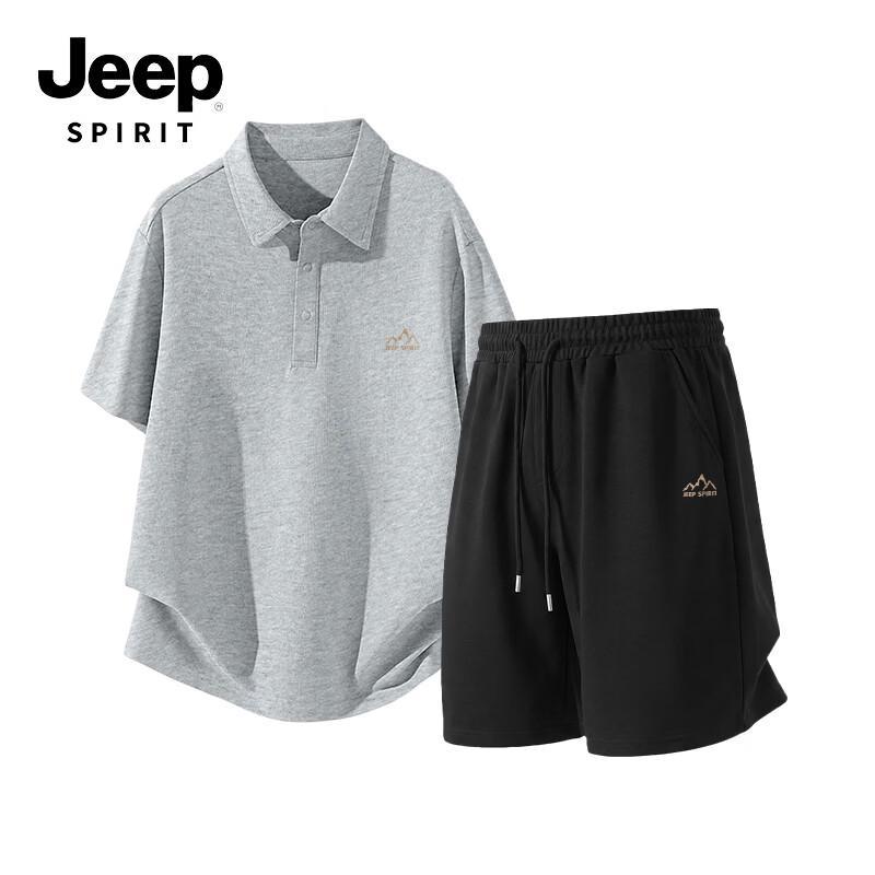 JEEP SPIRIT Men's Casual Pullover & Five-Point Shorts Set