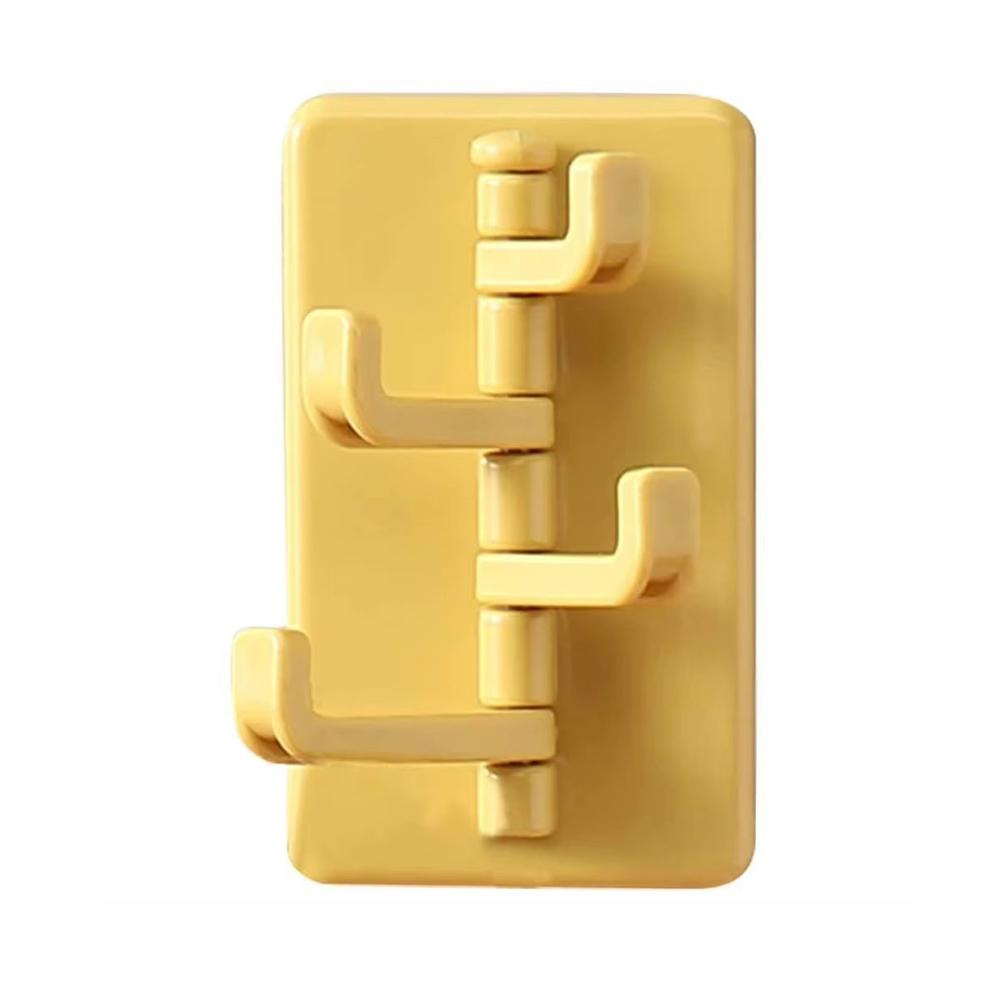 4 In 1 Rotation Creative Plastic Hook Self -stick Storage Shelf Household Bathroom Wall -mounted Plastic Hook