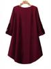 Spring-Summer Plus Size Casual Solid Color Long Top - Comfortable European American Style