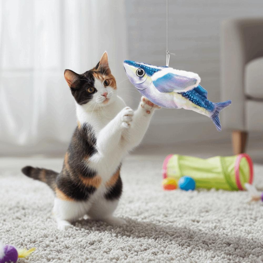 Interactive Cat Colorful No Flying Interactive Cat Kicker Lightweight Detachable Flapping Fish Cat Touch Activated