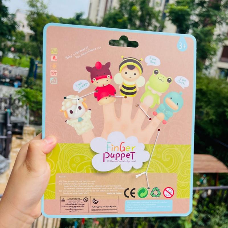 5Pcs/Set Finger Doll Set Baby Doll Hand Cartoon Family Hand Doll Cloth Theater Educational Toys for Kids 0-10Years