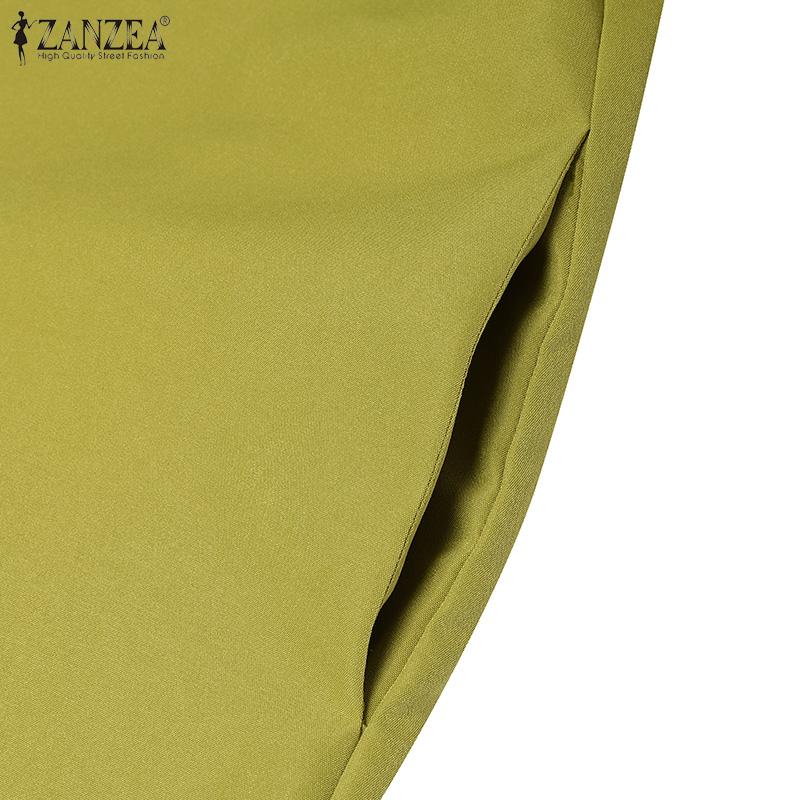 ZANZEA Abito estivo casual da donna con scollo a V e maniche corte, tinta unita