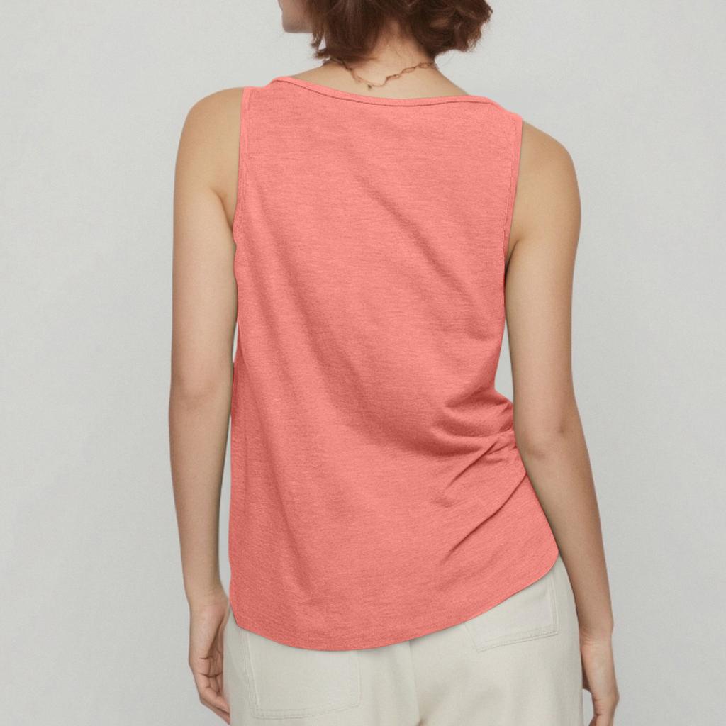Women's Color Sleeveless Camisole Pleated Versatile V-neck T-shirt Top