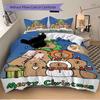 3pcs Christmas Capybara Bedding Set - 1 Duvet Cover + 2 Pillowcases(Core Not Included), Machine Washable Polyester yy251216160