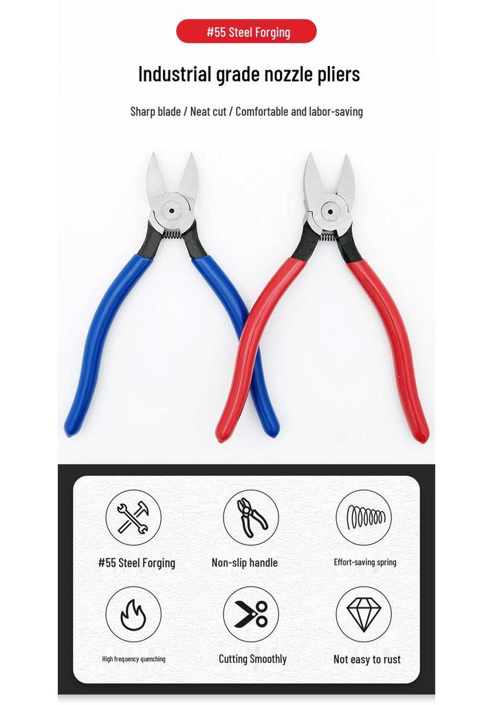 7" and 8" Industrial Grade Angled Pliers - High Carbon Steel Electrician Tools for Cutting Models and Sprues