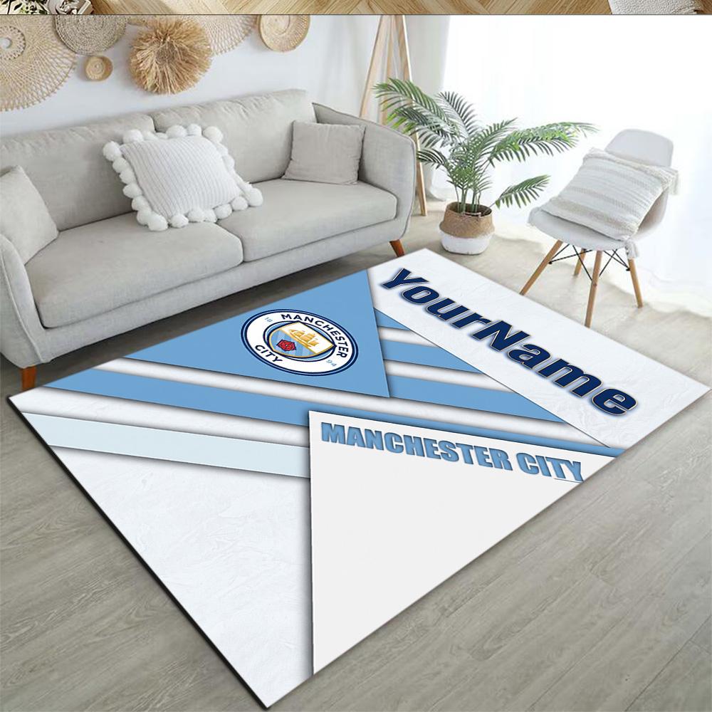Manchester City Customizable Name Floor Mat Suitable for Kitchen Bedrooms Balcony Hallway Anti-slip Rug Anime Office Decor Gift for Festivals