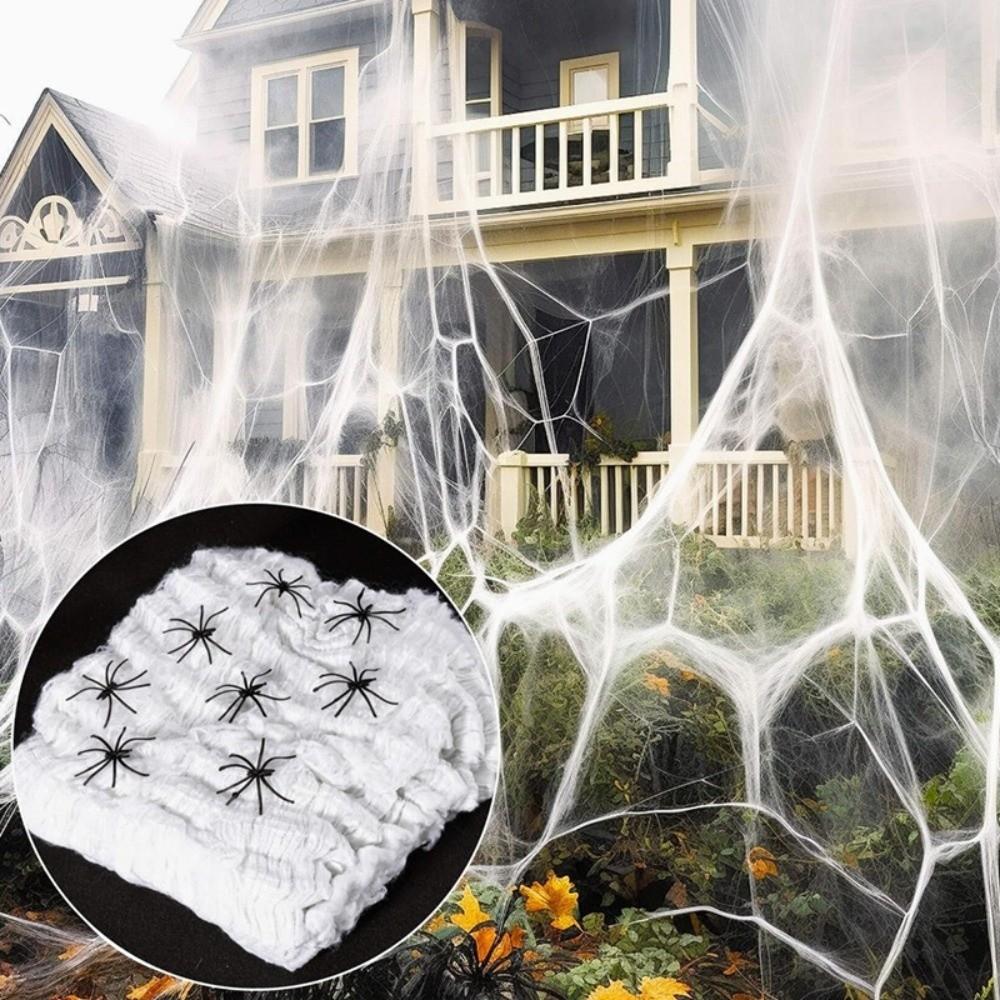 Gothic Style Stretchy Spider Web Cotton Scary Spider Web Decor Kit Haunted House Props
