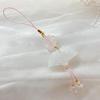 Four-Leaf Clover White Shell Fan Charm: Ancient-Style Phone Chain, Bag Pendant & Lanyard for Shoes, Clothing, and Phone Cases