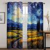 Pastoral Life Landscape Decorative Curtains Oil Painting Style 2 Piece Set Living Room Bedroom Office Window Decorative Curtains