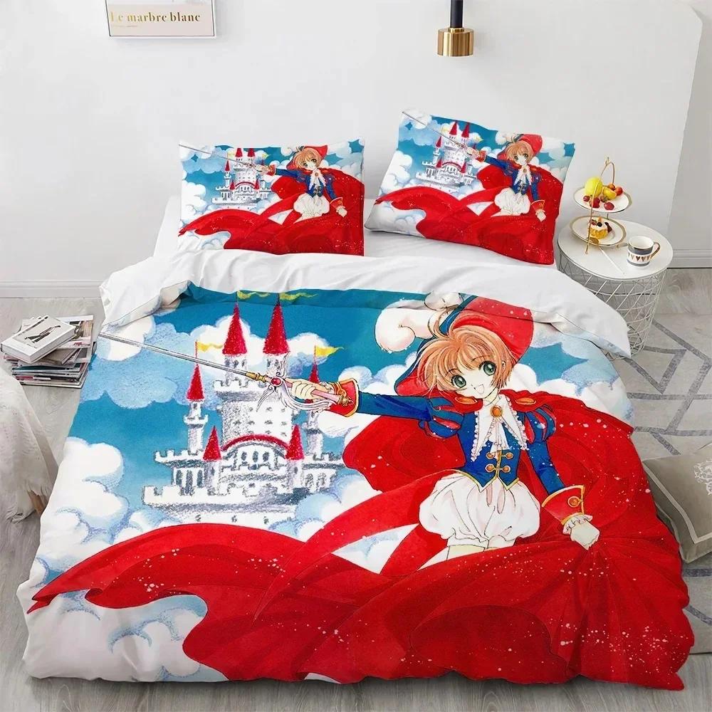 3D Cardcaptor Sakura Bettwäsche-Set Bedrucktes Bettwäsche-Set Mit Kissenbezug Bettbezug Weich Einzel Doppel Queen King Size Heimtextilien