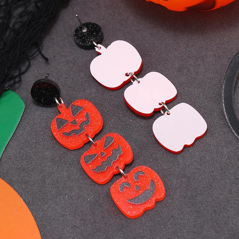 Acrylic Halloween Ghost Pumpkin Ice Cream Earrings чёрный