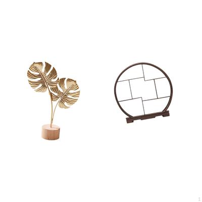 Nordic Abstract Metal Sculpture Figurine with Wood Display Ornament for Table Party Home Decor Gift