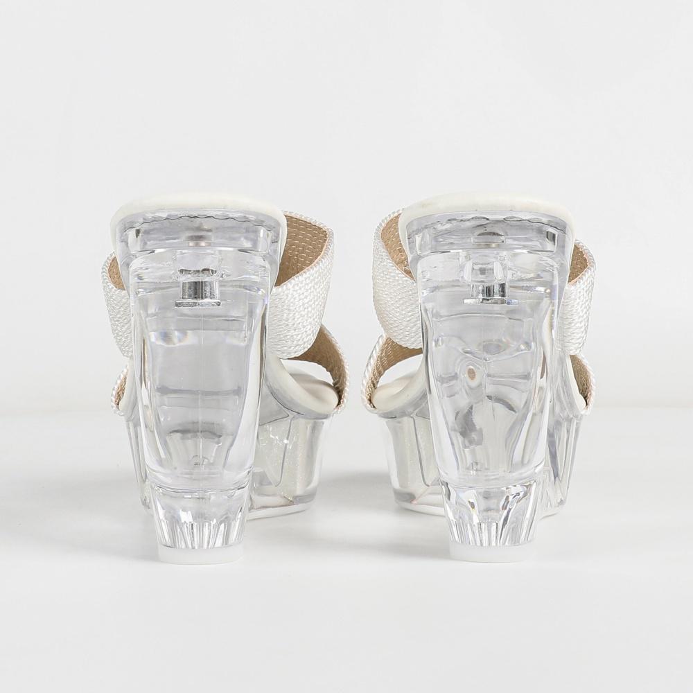 10.5cmEuro Crystal Chunky Heel Slippers Rhinestone Platform Shoes LFD-1108WG-F3
